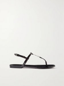 Cassandra logo-embellished patent-leather slingback sandals Cassandra logo-embellished patent-leather slingback sandals