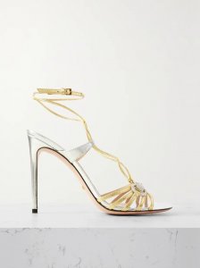 Whona crystal-embellished metallic leather sandals Whona crystal-embellished metallic leather sandals