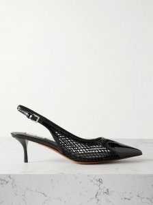 Le Coeur 55 mesh and patent-leather slingback pumps Le Coeur 55 mesh and patent-leather slingback pumps