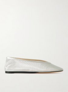 Luna metallic leather-trimmed mesh ballet flats Luna metallic leather-trimmed mesh ballet flats