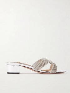 Muse 35 crystal-embellished metallic leather mules Muse 35 crystal-embellished metallic leather mules
