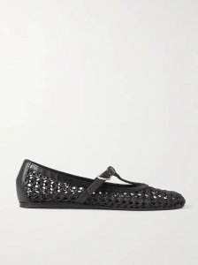 Aerati leather-trimmed woven raffia ballet flats Aerati leather-trimmed woven raffia ballet flats