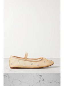 Leonie crystal-embellished mesh ballet flats Leonie crystal-embellished mesh ballet flats
