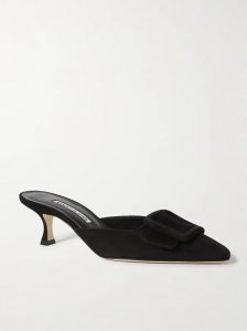 Maysale 50 buckled suede mules Maysale 50 buckled suede mules
