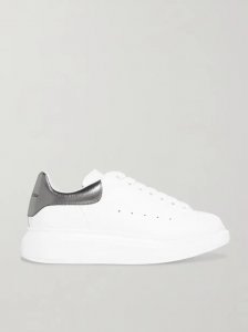 Metallic-trimmed leather exaggerated-sole sneakers Metallic-trimmed leather exaggerated-sole sneakers