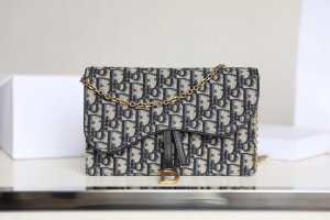 CHRISTIAN DIOR Oblique Saddle Chain Long Wallet CHRISTIAN DIOR Oblique Saddle Chain Long Wallet