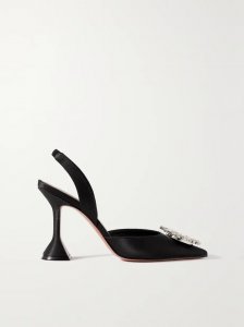 Begum Swarovski crystal-embellished satin slingback pumps Begum Swarovski crystal-embellished satin slingback pumps