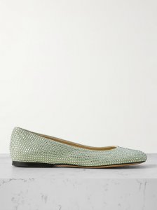 Crystal-embellished suede ballet flats Crystal-embellished suede ballet flats