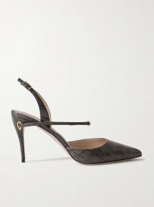 Vittorio 85 elaphe point-toe slingback pumps Vittorio 85 elaphe point-toe slingback pumps