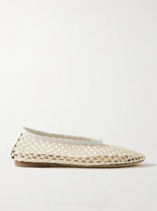 Alba leather-trimmed crocheted ballet flats Alba leather-trimmed crocheted ballet flats