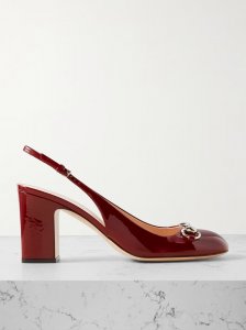 Lady horsebit-embellished patent-leather slingback pumps Lady horsebit-embellished patent-leather slingback pumps
