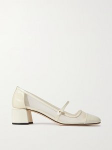 Elisa 45 embellished patent-leather and mesh Mary Jane pumps Elisa 45 embellished patent-leather and mesh Mary Jane pumps