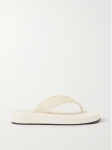 Ginza leather and velvet platform flip flops Ginza leather and velvet platform flip flops