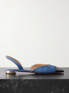 Milanese leather-trimmed grosgrain slingback flats Milanese leather-trimmed grosgrain slingback flats