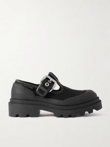 Trek rubber- and leather-trimmed canvas platform loafers Trek rubber- and leather-trimmed canvas platform loafers