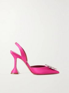 Begum Swarovski crystal-embellished satin slingback pumps Begum Swarovski crystal-embellished satin slingback pumps