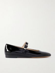 Crinkled patent-leather Mary Jane ballet flats Crinkled patent-leather Mary Jane ballet flats