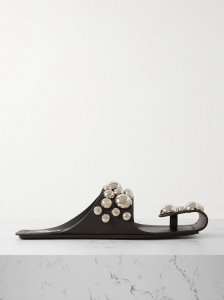 Studded leather slides Studded leather slides
