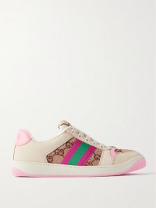 Screener embellished canvas and leather sneakers Screener embellished canvas and leather sneakers