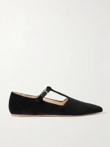 + NET SUSTAIN Lola Ballerina organic cotton-velvet Mary Jane point-toe flats + NET SUSTAIN Lola Ballerina organic cotton-velvet Mary Jane point-toe flats