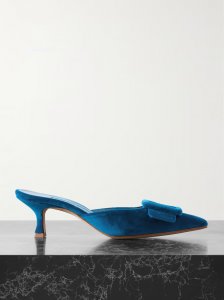 Maysale 50 buckled velvet mules Maysale 50 buckled velvet mules