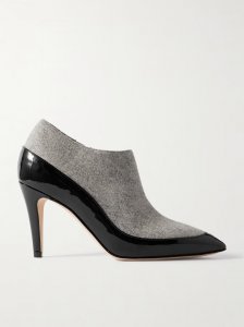 Archepla 90 patent-leather trimmed wool point-toe ankle boots Archepla 90 patent-leather trimmed wool point-toe ankle boots