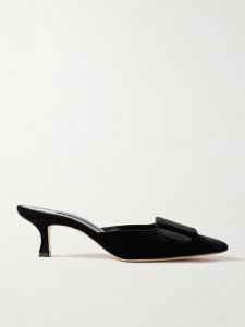 Maysale 50 buckled velvet mules Maysale 50 buckled velvet mules