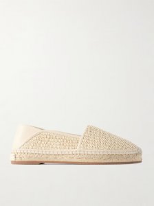 Espadra collapsible-heel leather-trimmed raffia espadrilles Espadra collapsible-heel leather-trimmed raffia espadrilles