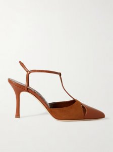 Turgimodhi 90 cutout leather and suede slingback pumps Turgimodhi 90 cutout leather and suede slingback pumps
