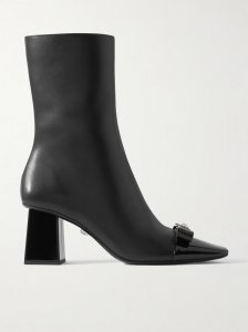 Bow-embellished leather ankle boots Bow-embellished leather ankle boots