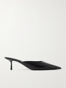 Barbara glossed-leather mules Barbara glossed-leather mules