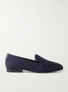 Pitakara leather-trimmed raffia loafers Pitakara leather-trimmed raffia loafers