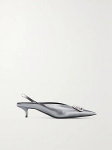Knife logo-appliquéd leather slingback pumps Knife logo-appliquéd leather slingback pumps