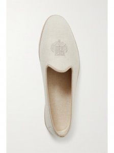 Venice embroidered cashmere-blend flannel slippers Venice embroidered cashmere-blend flannel slippers
