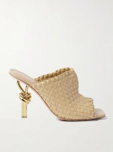Knot embellished intrecciato leather mules Knot embellished intrecciato leather mules