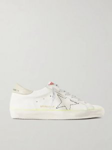 Superstar distressed embroidered textured-leather sneakers Superstar distressed embroidered textured-leather sneakers