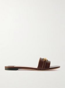 Whitney logo-embellished leather slides Whitney logo-embellished leather slides