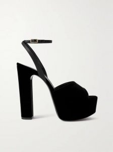 Jodie embellished satin and velvet platform sandals Jodie embellished satin and velvet platform sandals
