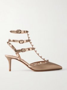 Rockstud 65 metallic patent- and textured-leather pumps Rockstud 65 metallic patent- and textured-leather pumps