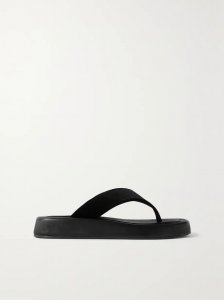Ginza leather and velvet platform flip flops Ginza leather and velvet platform flip flops