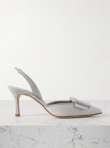 Mayslibi 70 buckled suede-trimmed croc-effect leather slingback pumps Mayslibi 70 buckled suede-trimmed croc-effect leather slingback pumps