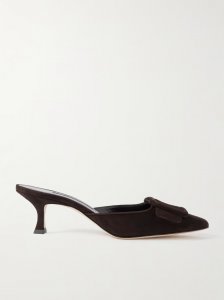 Maysale 50 buckled suede mules Maysale 50 buckled suede mules