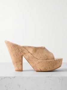 Doll embellished faux cork platform mules Doll embellished faux cork platform mules