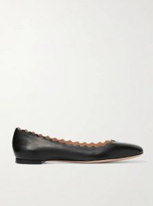 + NET SUSTAIN Lauren scalloped leather ballet flats + NET SUSTAIN Lauren scalloped leather ballet flats