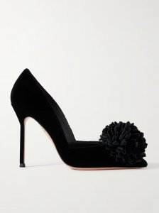 Couturier appliquéd velvet pumps Couturier appliquéd velvet pumps