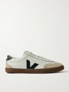 Volley suede-trimmed leather sneakers Volley suede-trimmed leather sneakers