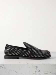 Crystal-embellished suede loafers Crystal-embellished suede loafers