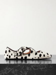 Criss Crossleather-trimmed pony hair ballet flats Criss Crossleather-trimmed pony hair ballet flats