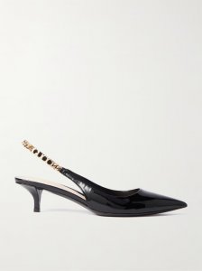Signoria embellished patent-leather slingback pumps Signoria embellished patent-leather slingback pumps