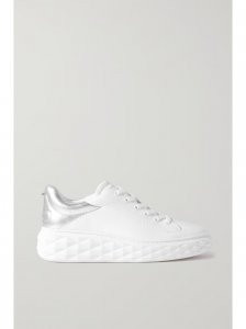 Diamond Maxi logo-debossed metallic leather platform sneakers Diamond Maxi logo-debossed metallic leather platform sneakers